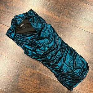 Shimmering peacock ruched top from Express XS